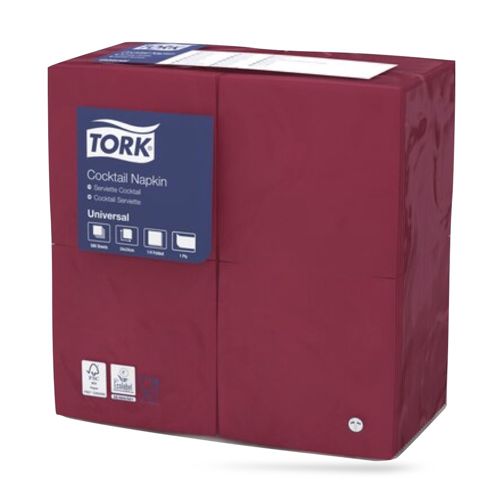 Tork koktélszalvéta 25 x 25 cm-es 1 r. 500 lapos bordó