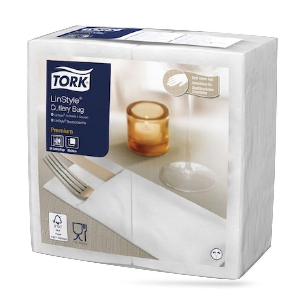 Tork LinStyle cutlery szalvéta 39 x 39 cm-es 1 r. 50 lapos fehér 