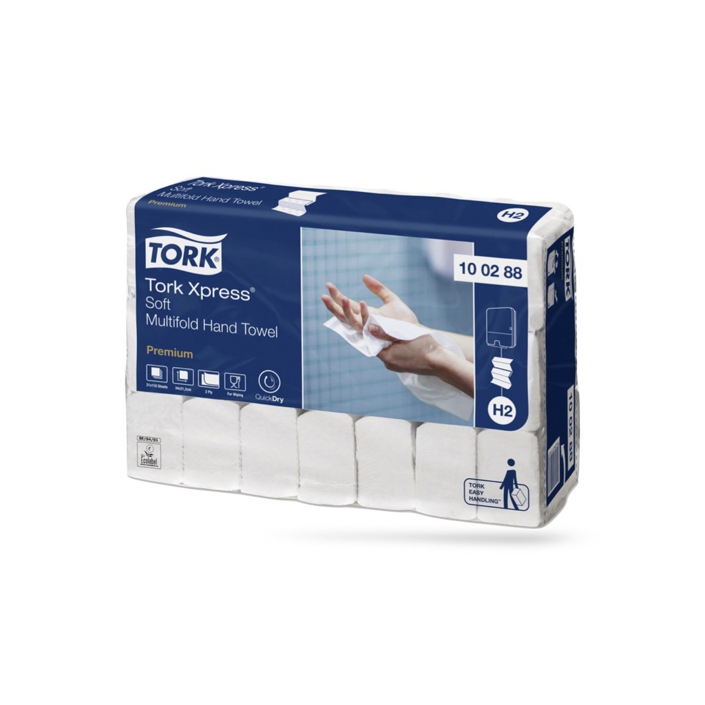 Tork Prem. interfold kéztörlő 21 x 110 lapos 2 r. fehér H2