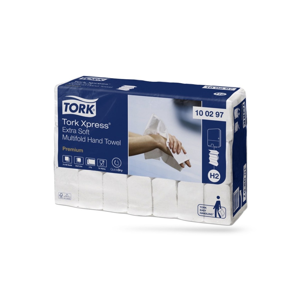 Tork Prem. interfold kéztörlő 21 x 100 lapos 2 r. fehér H2
