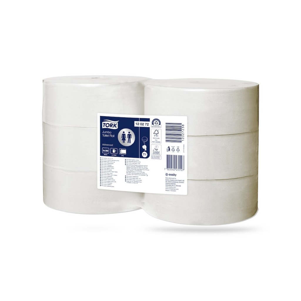 Tork Adv. Jumbo toalettpapír 2 r. 6 x 360 m fehér T1
