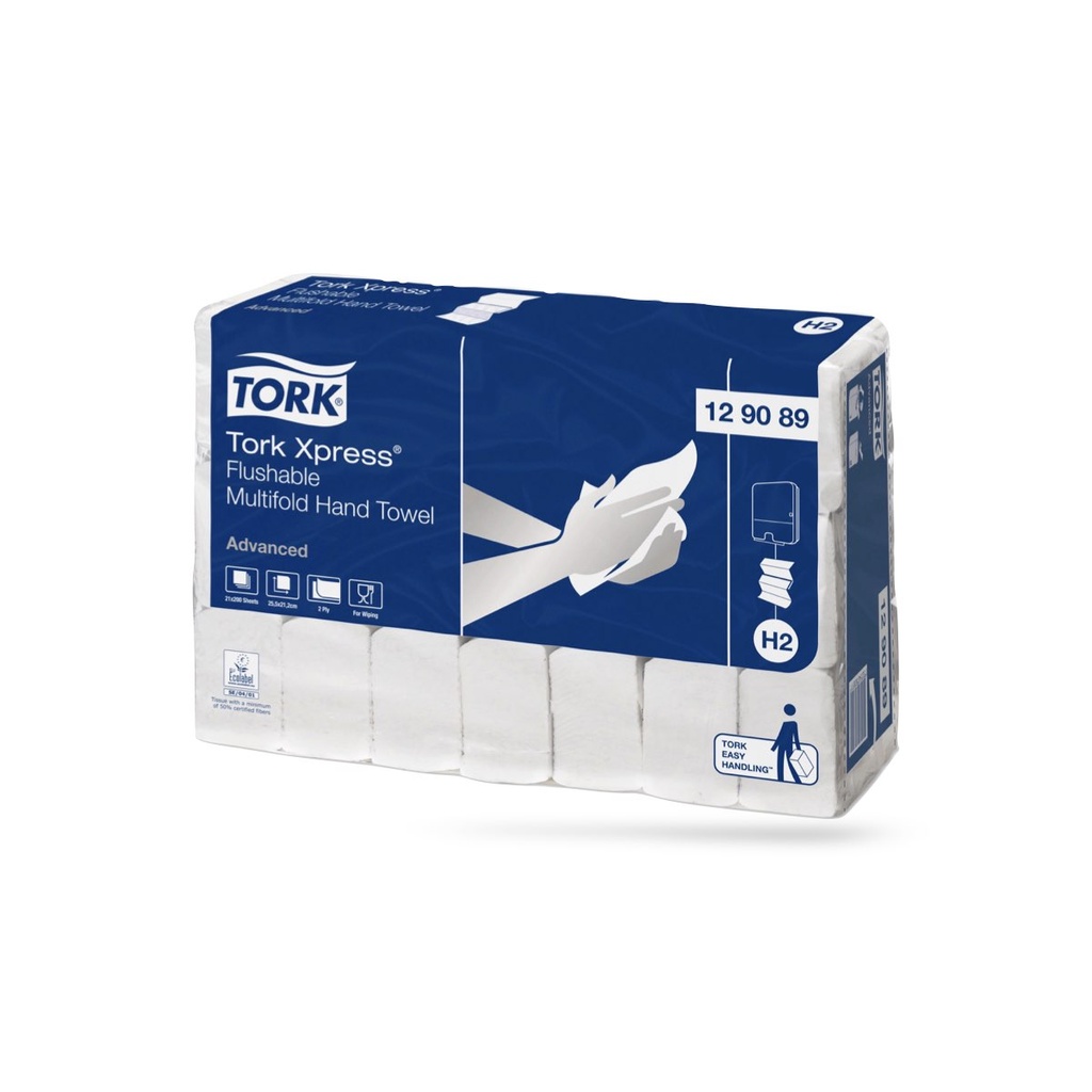 Tork Adv. interfold kéztörlő toalettbe dobható 21 x 200 lapos 2 r. fehér H2