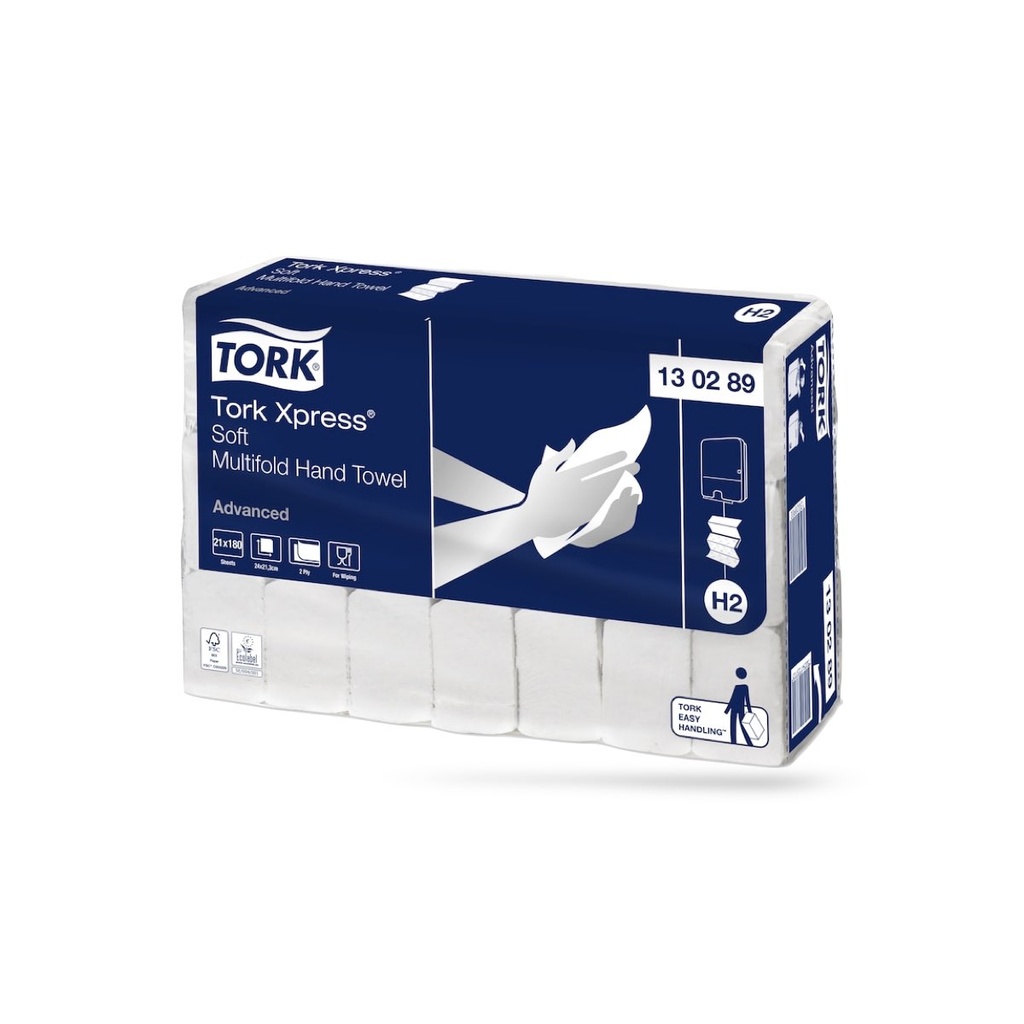 Tork Adv. interfold kéztörlő 21 x 180 lapos 2 rétegű fehér H2