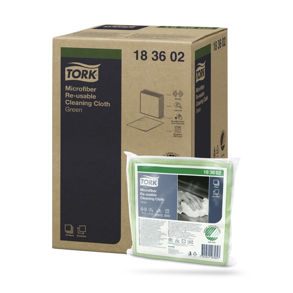 Tork Prem. mikroszálas törlőkendő  6 db-os zöld W8