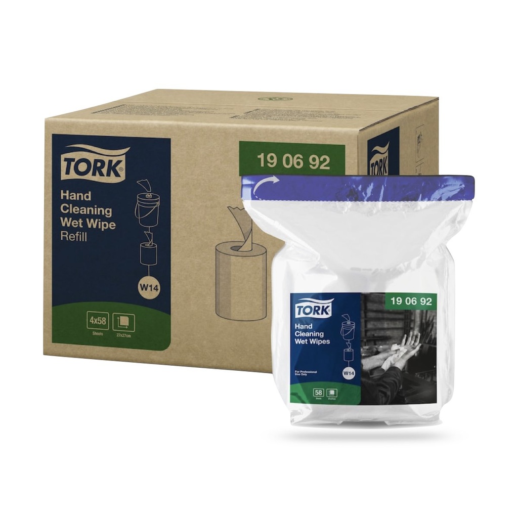 Tork Prem. nedves kéztisztító kendő utántöltő 58 lapos fehér W14