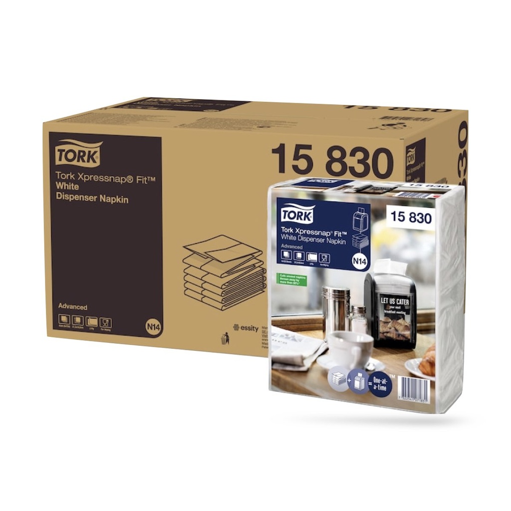 Tork Xpressnap Fit adagolós szalvéta 21 x 17 cm-es cm-es 2 r. 720 lapos fehér N14