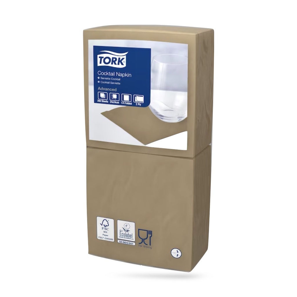 Tork koktélszalvéta 24 x 24 cm-es cm-es 2 r. 200 lapos keksz