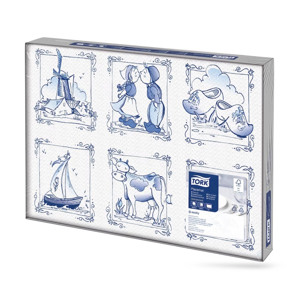 Tork Decor tálalátét 42 x 27 cm-es 1 r. 500 lapos "Delft-Ware"