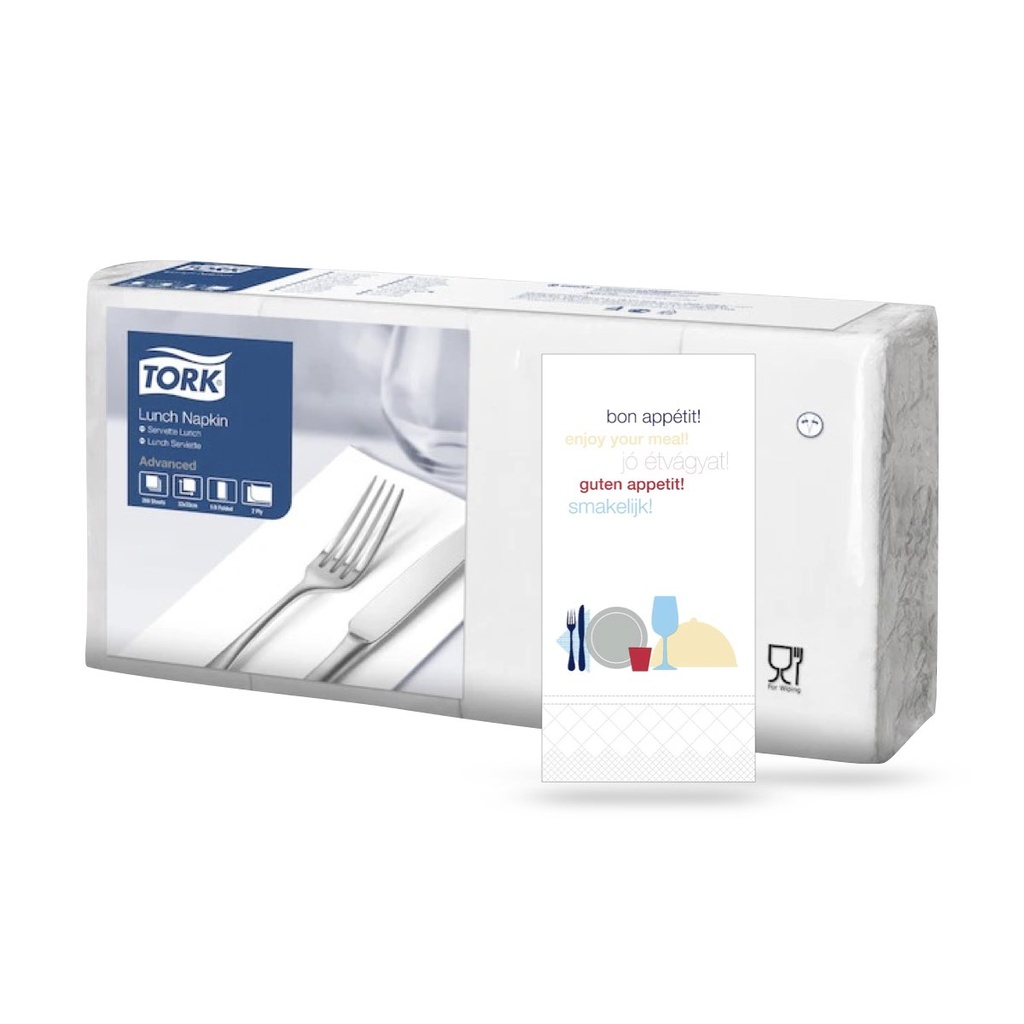 Tork Decor lunch szalvéta 33 x 33 cm-es 1/8-os 2 r. 200 lapos "Jó étvágyat"