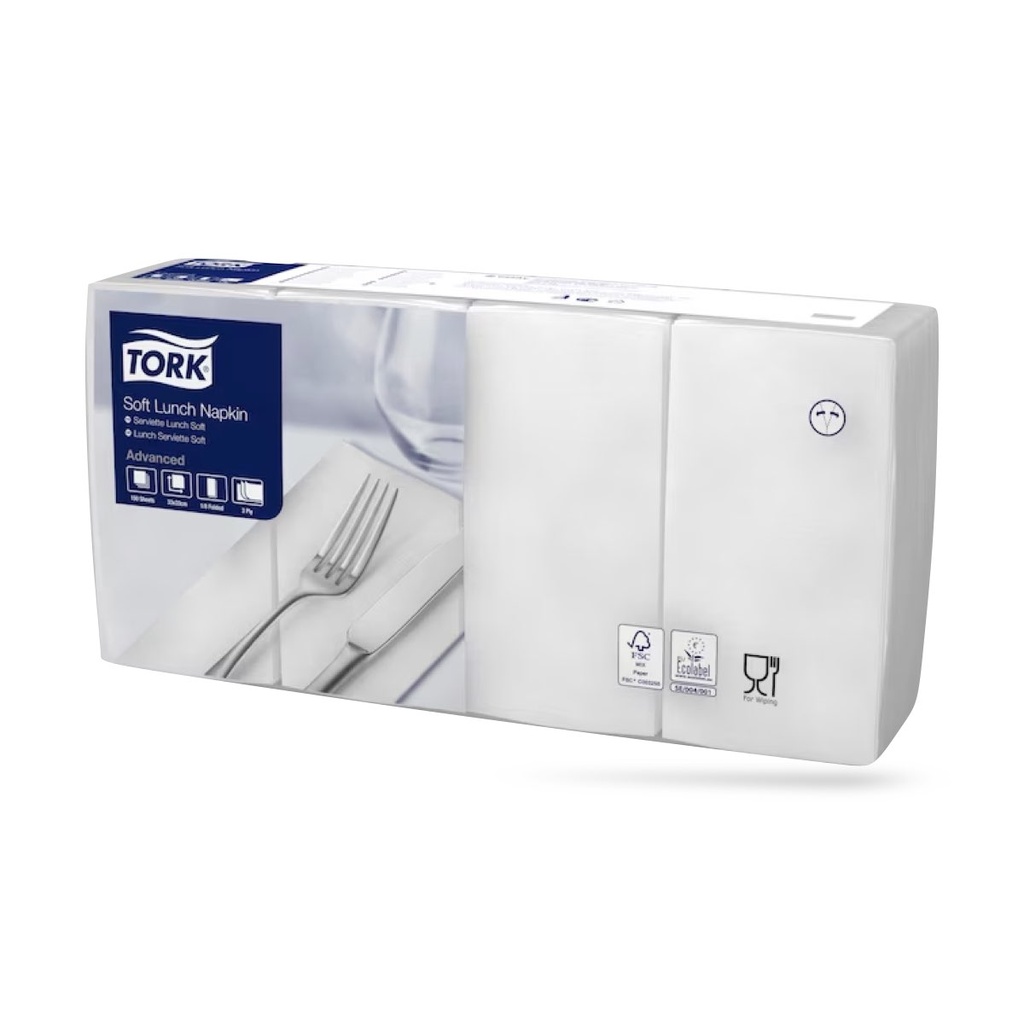 Tork lunch szalvéta 33 x 33 cm-es 1/8-os 3 r. 150 lapos fehér