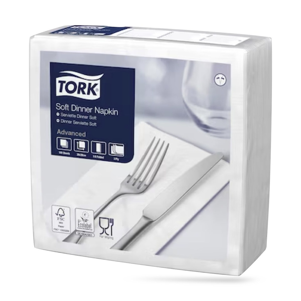 Tork dinner szalvéta 40 x 40 cm-es 1/8-os 3 r. 100 lapos fehér