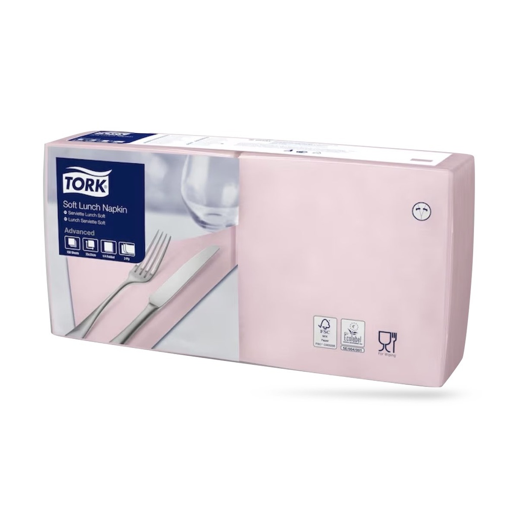 Tork lunch szalvéta 33 x 33 cm-es 3 r. 150 lapos korallpink