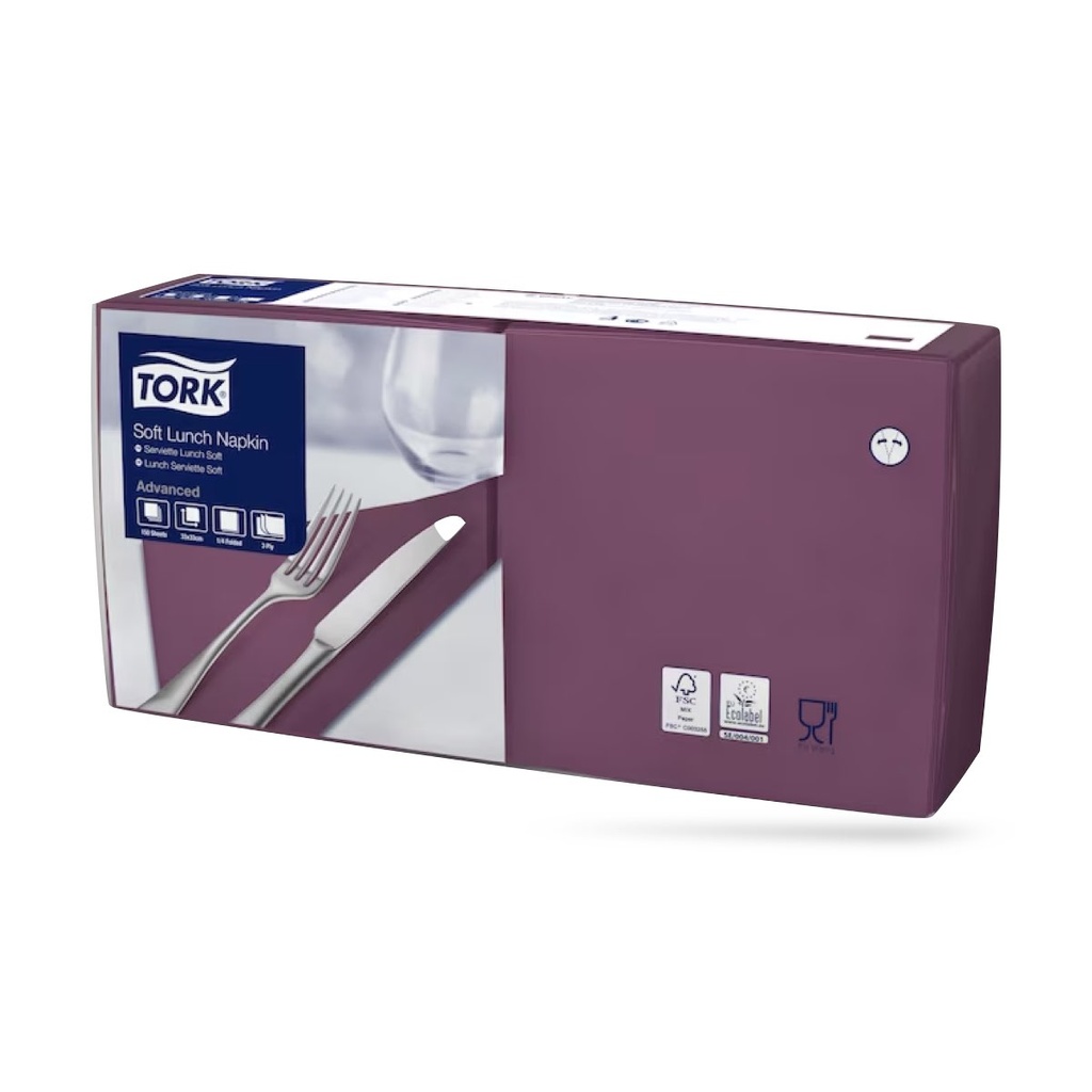 Tork lunch szalvéta 33 x 33 cm-es cm-es 3 r. 150 lapos bíbor