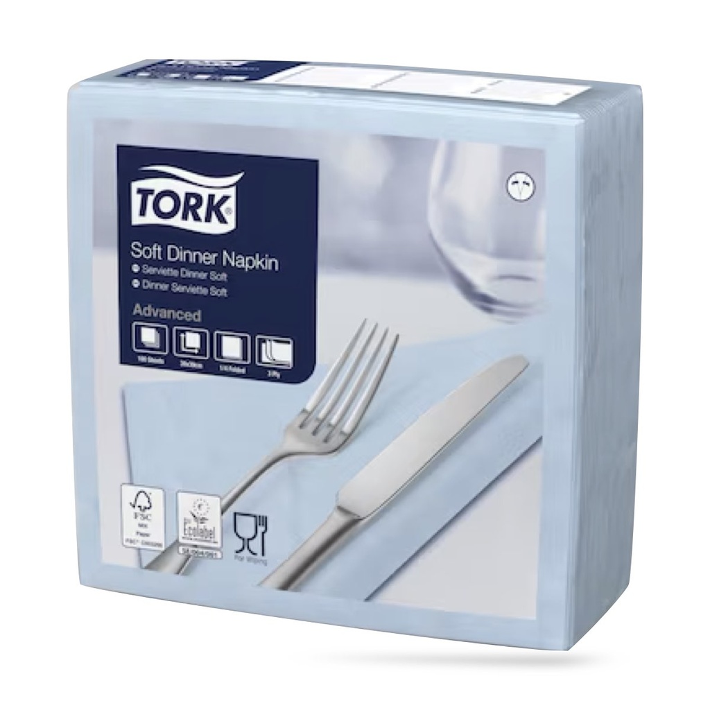 Tork dinner szalvéta 40 x 40 cm-es 3 r. 100 lapos világoskék