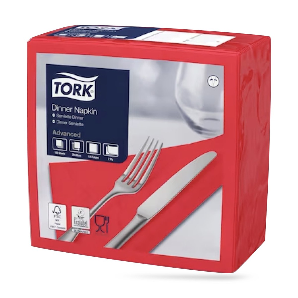 Tork dinner szalvéta 40 x 40 cm-es 2 r. 150 lapos piros