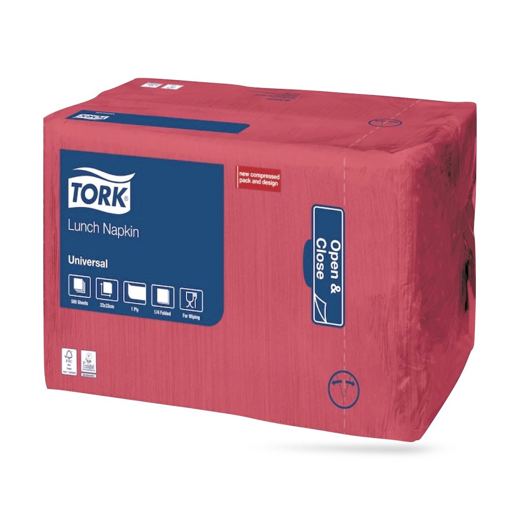 Tork lunch szalvéta 33 x 33 cm-es cm-es 1 r. 500 lapos piros