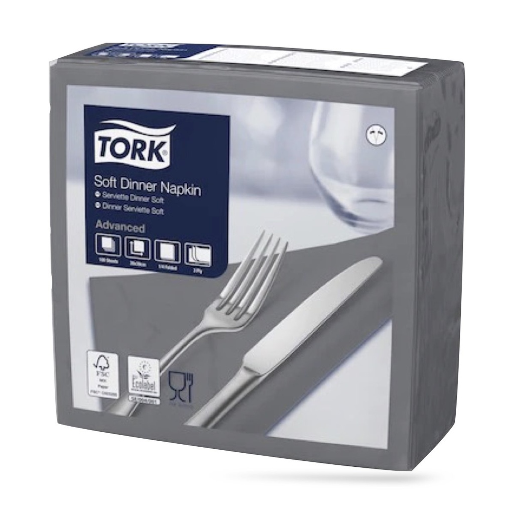 Tork dinner szalvéta 40 x 40 cm-es cm-es 3 r. 100 lapos antracit