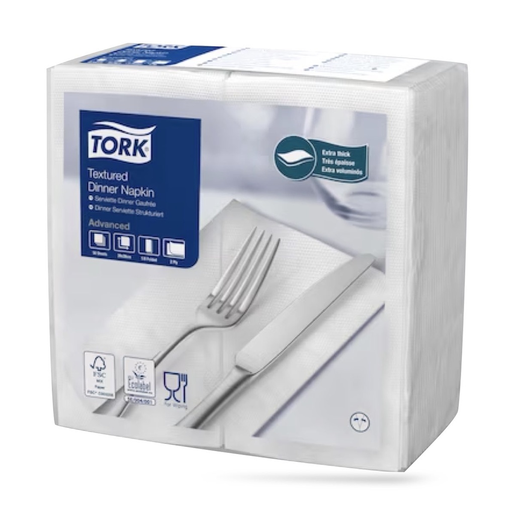 Tork Airlaid texturált szalvéta 40 x 40 cm-es cm-es 2 r. 50 lapos fehér