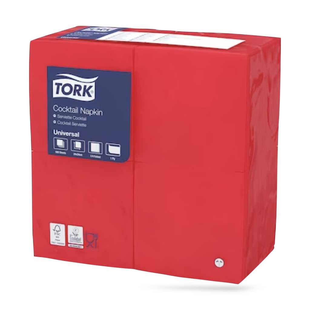 Tork koktélszalvéta 24 x 24 cm-es 1 r. 500 lapos piros