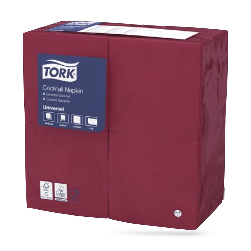 Tork koktélszalvéta 24 x 24 cm-es cm-es 1 r. 500 lapos bordó