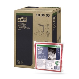 [183603] Tork Prem. mikroszálas törlőkendő  6 db-os piros W8