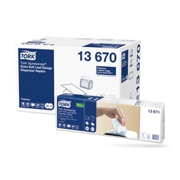 [13670] Tork Xpressnap Extra Soft levélmintás adagolós szalvéta 21 x 33 cm-es cm-es 2 r. 500 lapos fehér N4