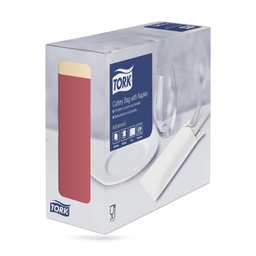 [474329] Tork evőeszköztartós szalvéta 39 x 23 cm-es 2 r. 100 lapos bordó/krém