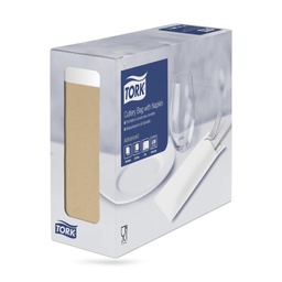 [474637] Tork evőeszköztartós szalvéta 39 x 23 cm-es 2 r. 100 lapos natur/fehér