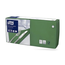[477413] Tork lunch szalvéta 33 x 33 cm-es 3 r. 150 lapos sötétzöld