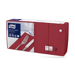 [477418] Tork lunch szalvéta 33 x 33 cm-es 1/8-os 3 r. 150 lapos bordó