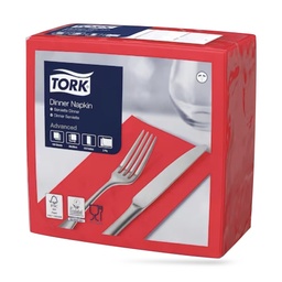 [477609] Tork dinner szalvéta 40 x 40 cm-es 1/8-os 2 r. 150 lapos piros