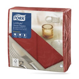 [478149] Tork LinStyle textilhatású szalvéta 39 x 39 cm-es cm-es 1 r. 50 lapos piros