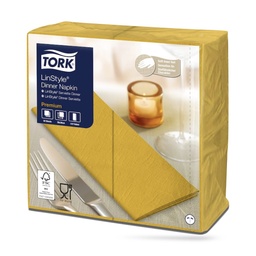 [478161] Tork LinStyle textilhatású szalvéta 39 x 39 cm-es cm-es 1 r. 50 lapos mustár