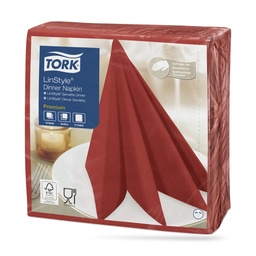 [478854] Tork LinStyle textilhatású szalvéta 39 x 39 cm-es cm-es 1 r. 50 lapos piros