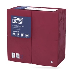 [509524] Tork koktélszalvéta 24 x 24 cm-es 1 r. 500 lapos bordó