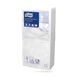 [509525] Tork koktélszalvéta 24 x 24 cm-es 3 r. 200 lapos fehér